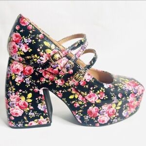 Dolls Kill Floral Mary Janes Heels